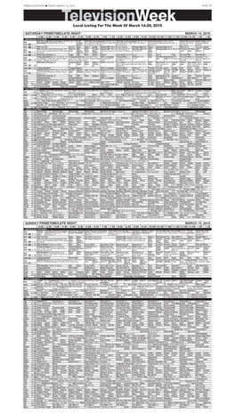 Televisionweek Local Listing for the Week of March 14-20, 2015