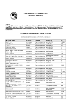 Sorteggi Sfinge Maggio 2012-Marzo 2015