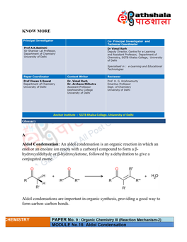 An Aldol Condensation Is an Organic Reaction in Which