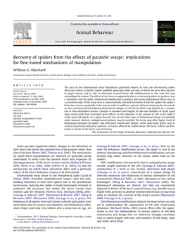 Recovery of Spiders from the Effects of Parasitic Wasps: Implications for Fine