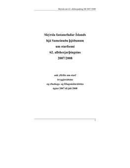 Skýrsla Fastanefndar Íslands Hjá Sameinuðu Þjóðunum Um Starfsemi 62