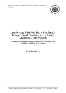 Analysing Variable Rate Shading's Image-Based Shading in Deferred