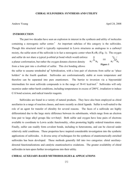 Chiral Sulfoxides: Synthesis and Utility