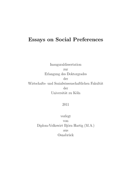 Essays on Social Preferences