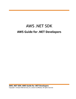 AWS .NET SDK AWS Guide for .NET Developers