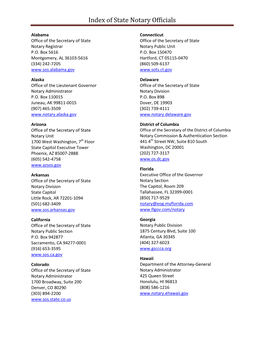 Index of State Notary Officials