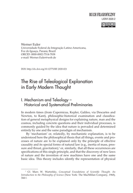 The Rise of Teleological Explanation in Early Modern Thought