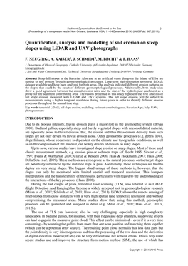 Quantification, Analysis and Modelling of Soil Erosion on Steep Slopes Using Lidar and UAV Photographs