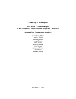 Year Seven Evaluation Report to the Northwest Commission on College and Universities