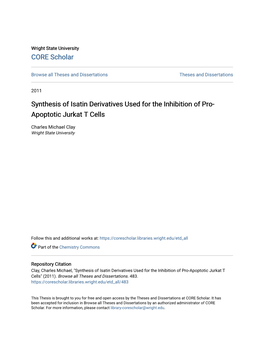 Synthesis of Isatin Derivatives Used for the Inhibition of Pro-Apoptotic Jurkat T Cells