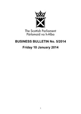 BUSINESS BULLETIN No. 5/2014 Friday 10 January 2014