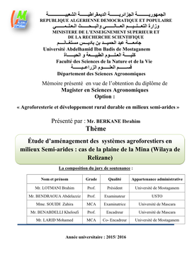 CHAPITRE I Caractérisation Phytoécologique De Plaine De La Mina