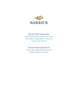 Barrick Gold Corporation Annual Information Form