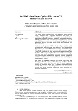Analisis Perbandingan Optimasi Kecepatan Yii Framework Dan Laravel