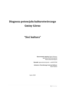 Diagnoza Potencjału Kulturotwórczego Gminy Górno