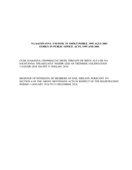 Dáil Éireann Pursuant to Section 6 of the Above Mentioned Acts in Respect of the Registration Period 1 January 2018 to 31 December 2018