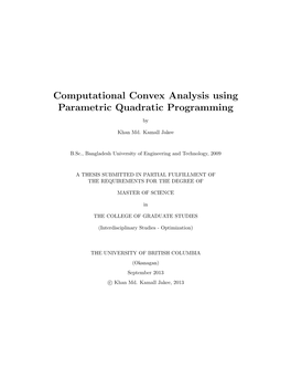 Computational Convex Analysis Using Parametric Quadratic Programming