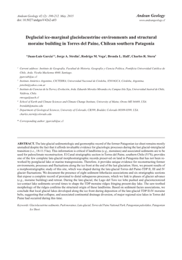 Deglacial Ice-Marginal Glaciolacustrine Environments and Structural Moraine Building in Torres Del Paine, Chilean Southern Patagonia