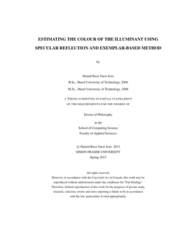 Estimating the Colour of the Illuminant Using Specular Reﬂection and Exemplar-Based Method