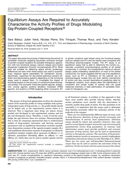 Equilibrium Assays Are Required to Accurately Characterize the Activity Profiles of Drugs Modulating Gq-Protein-Coupled Receptors S