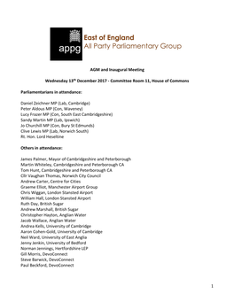 1 AGM and Inaugural Meeting Wednesday 13Th December 2017
