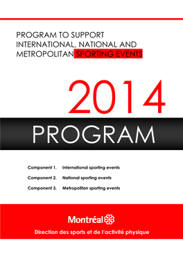 Program to Support International, National and Metropolitan Sporting Events