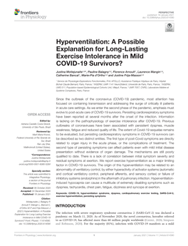 Hyperventilation: a Possible Explanation for Long-Lasting Exercise Intolerance in Mild COVID-19 Survivors?