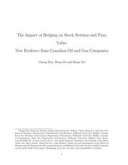The Impact of Hedging on Stock Returns and Firm Value: New Evidence from Canadian Oil and Gas Companies