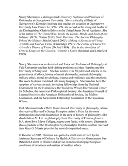 Nancy Sherman Biobrief.Pdf