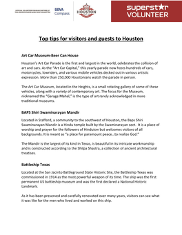 Top Tips for Visitors and Guests to Houston