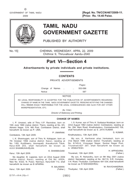 Tamil Nadu Government Gazette