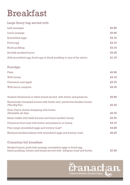 11794 Cranachan A5 Dessert/Breakfast Menu.Indd