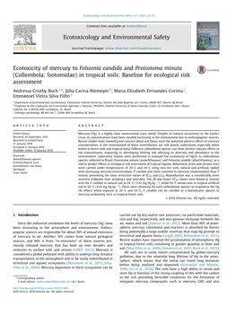 Ecotoxicity of Mercury to Folsomia Candida and Proisotoma Minuta (Collembola: Isotomidae) in Tropical Soils: Baseline for Ecological Risk Assessment