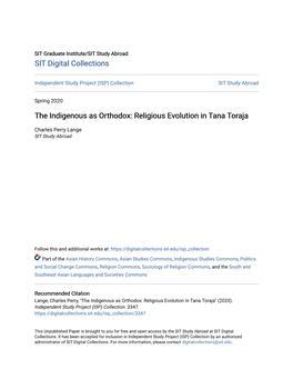 The Indigenous As Orthodox: Religious Evolution in Tana Toraja