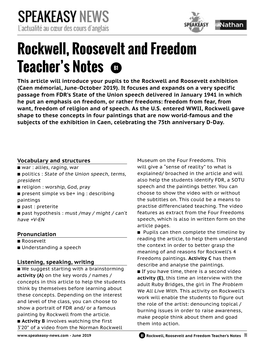 Rockwell, Roosevelt and Freedom Teacher's Notes