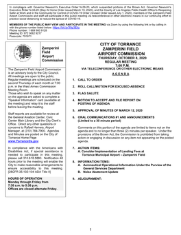 City of Torrance Zamperini Field Airport Commission