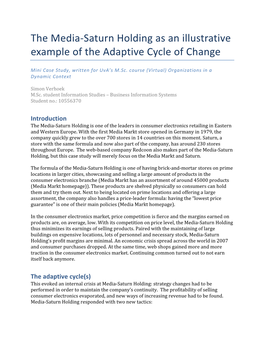 The Media-Saturn Holding As an Illustrative Example of the Adaptive Cycle of Change