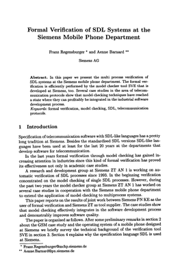 Formal Verification of SDL Systems at the Siemens Mobile Phone Department