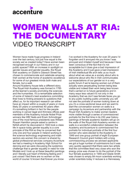 Video Transcript: Women Walls at RIA | Accenture