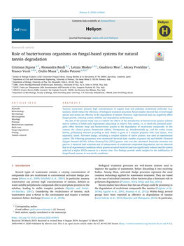 Role of Bacterivorous Organisms on Fungal-Based Systems for Natural Tannin Degradation