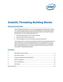 Threading Building Blocks Getting Started Guide