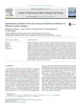 Experimental Evaluation of the Use of Vision and Barbels As References for Rheotaxis in Green Sturgeon