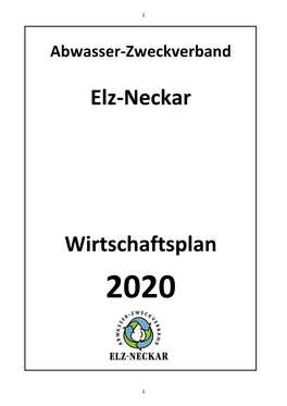 Abwasser-Zweckverband Elz-Neckar Wirtschaftsplan 2020
