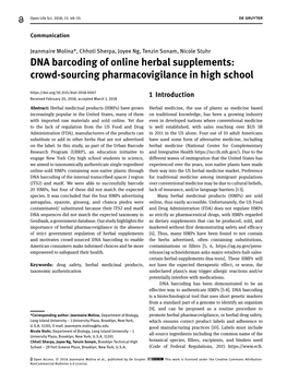 DNA Barcoding of Online Herbal Supplements