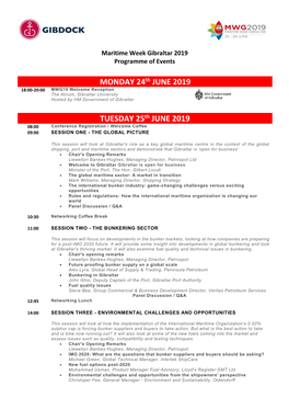 Maritime Week Gibraltar 2019 Programme of Events