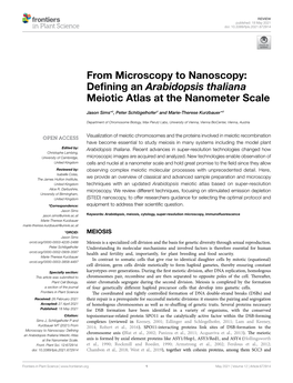 From Microscopy to Nanoscopy: Defining an ﻿Arabidopsis Thaliana﻿ Meiotic Atlas at the Nanometer Scale