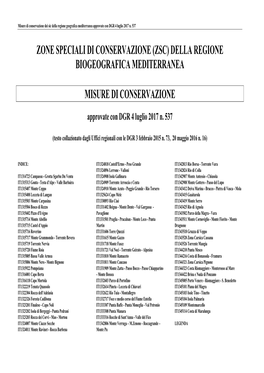 Zone Speciali Di Conservazione (Zsc) Della Regione Biogeografica Mediterranea