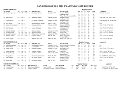 San Diego Gulls 2020-21 Training Camp Roster