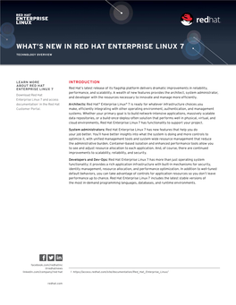What's New in Red Hat Enterprise Linux 7