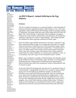 An HSUS Report: Animal Suffering in the Egg Industry